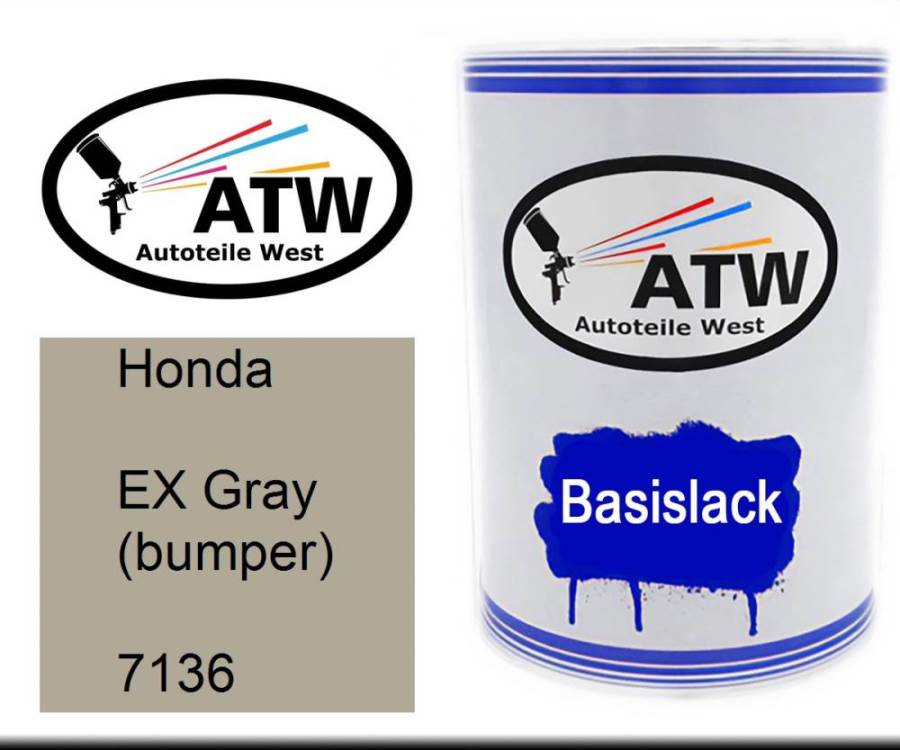 Honda, EX Gray (bumper), 7136: 500ml Lackdose, von ATW Autoteile West.